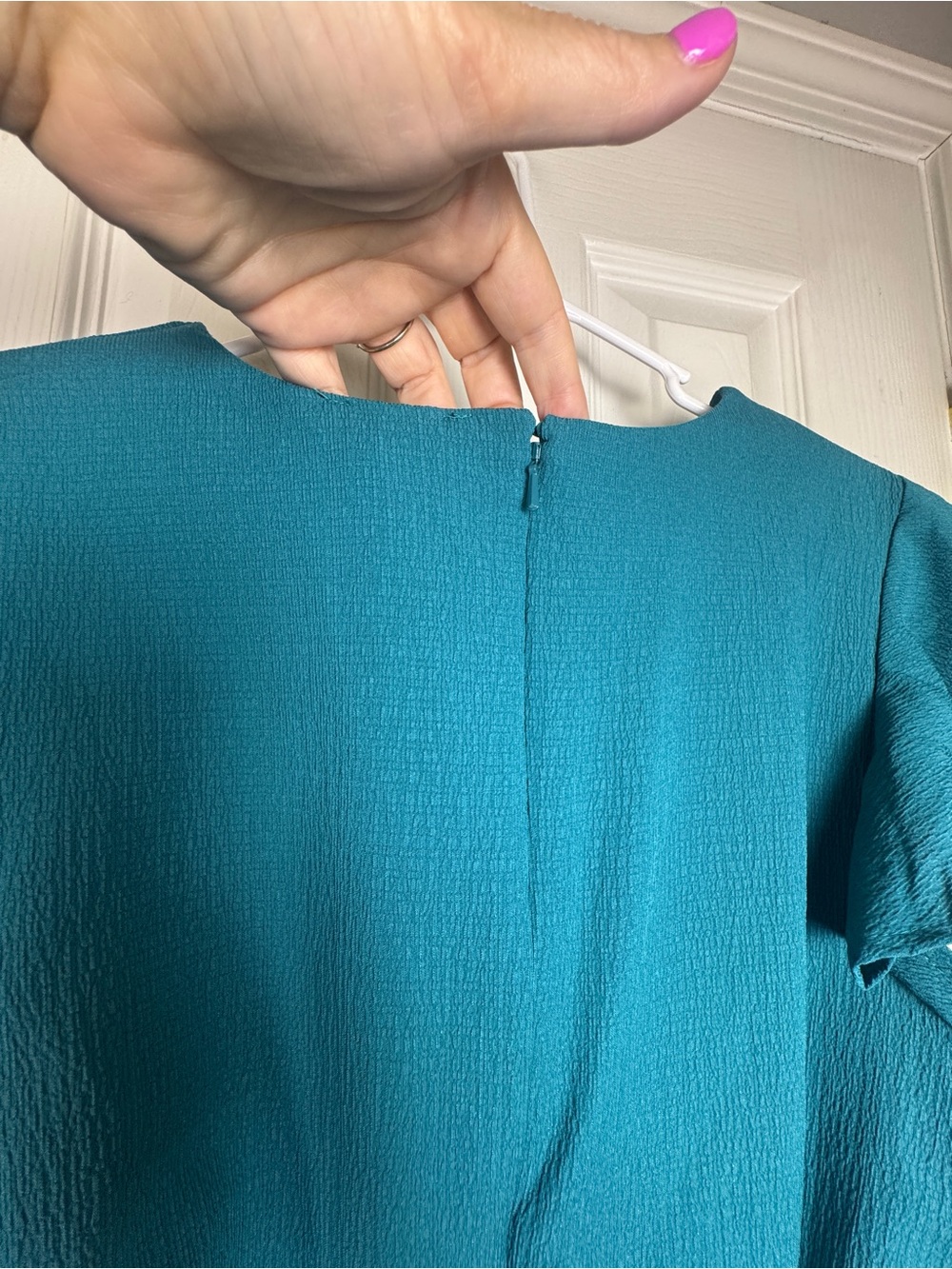 VENUS Teal Ruffle-Sleeve V-Neck  Romper Size 12 Stretch - Picture 11 of 14